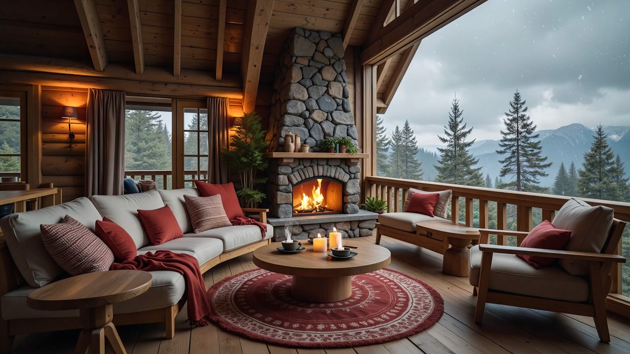 Peaceful Winter Cabin with Piano Music ⛄ Relaxing Winter Ambience for Sleep & Stress Relief