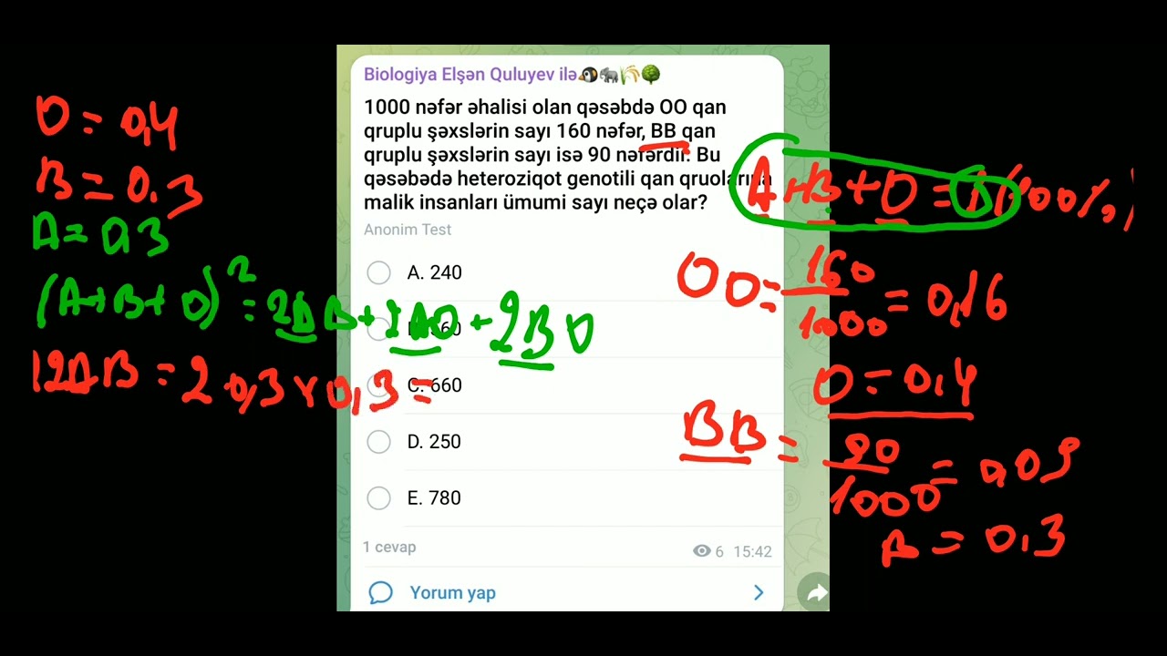 Populyasiya genetikasına aid məsələ izahı.