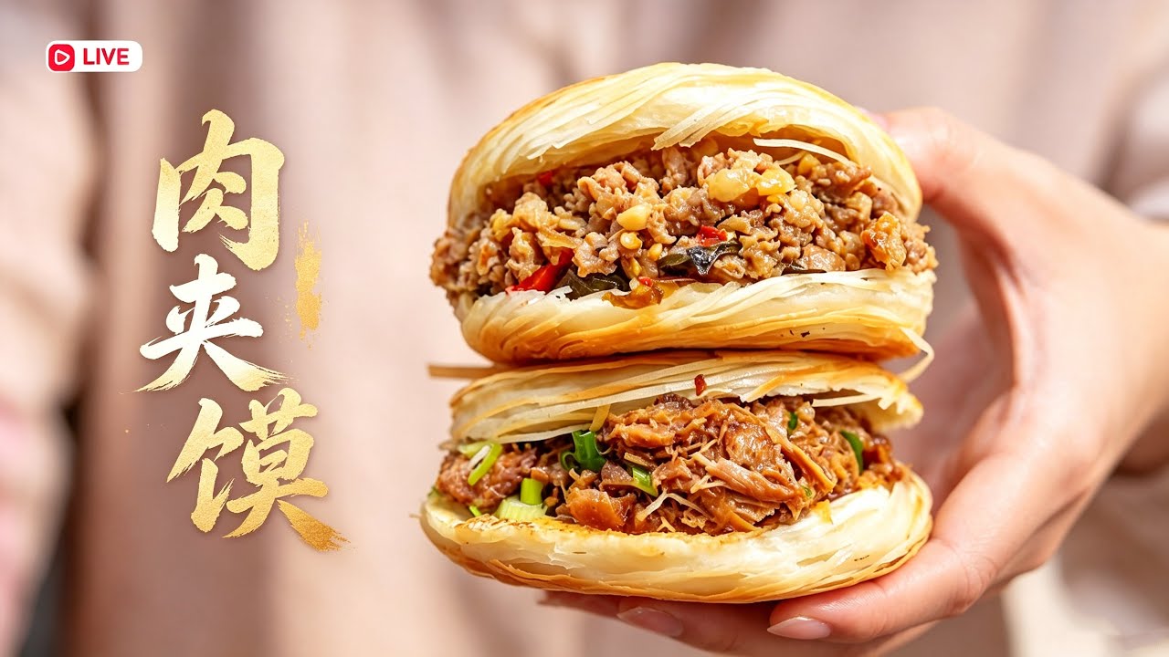 LIVE:ASMR-🔥Chinese-style burger (Roujiamo) night market in Xuzhou City,China