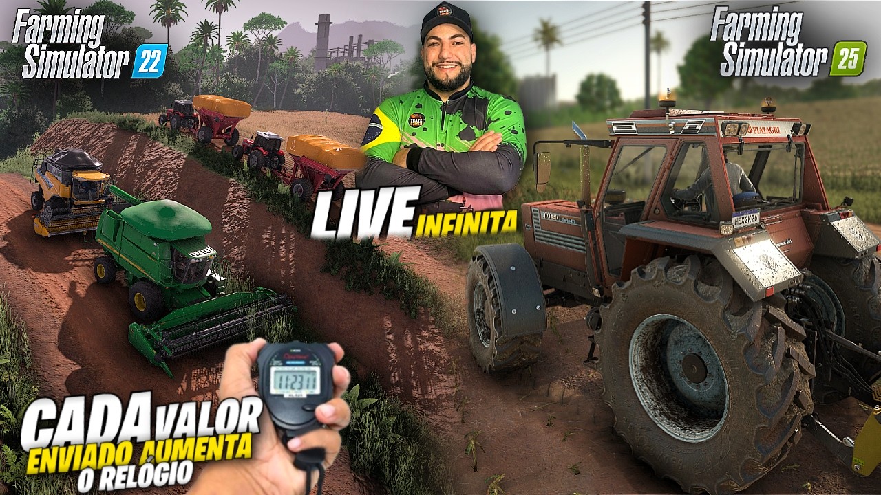 Live Infinita Especial De Aniversário | Farming Simulator 22 e Fs 25 Simulando Vida Real