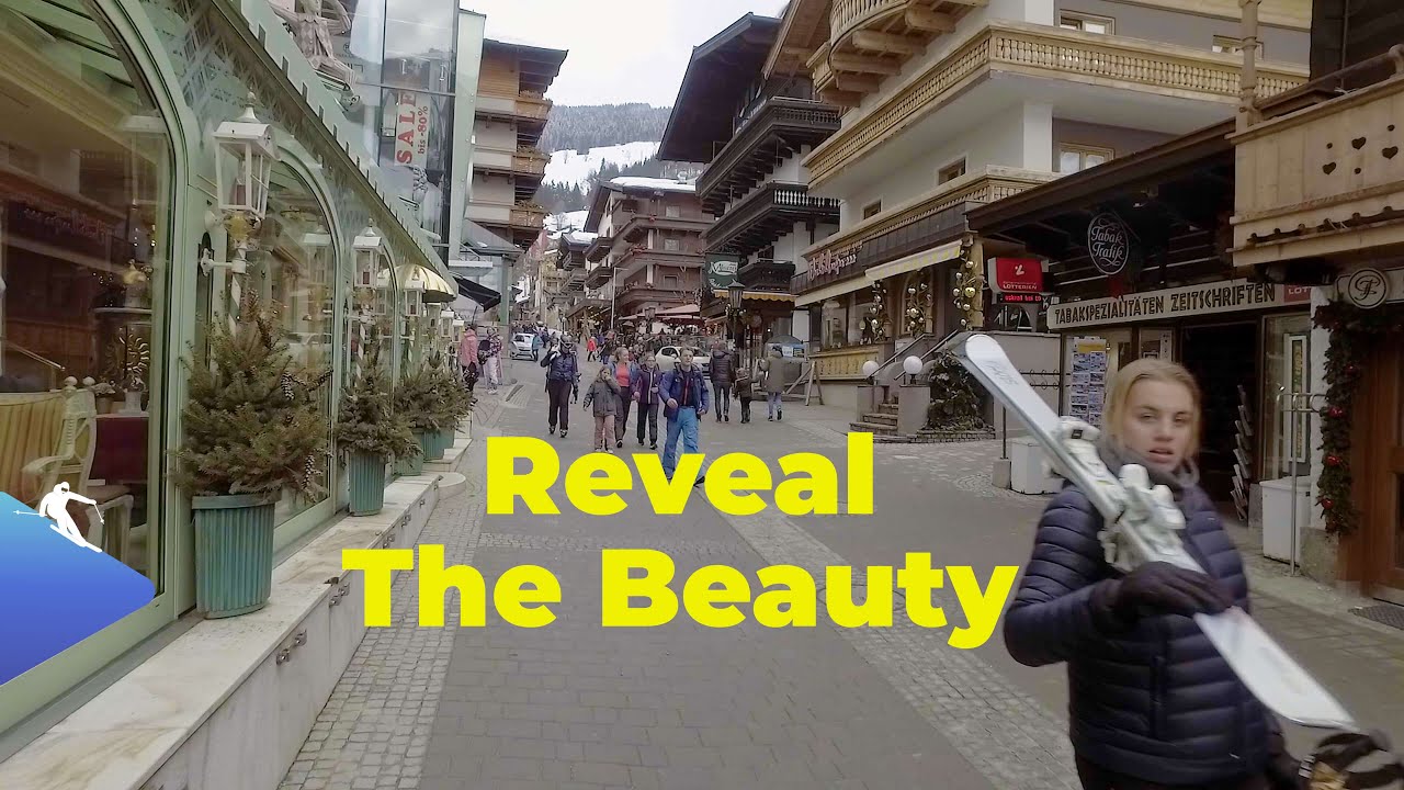 Saalbach walk-through, Austria 4K | Saalbach filmed on March | ski resorts walks