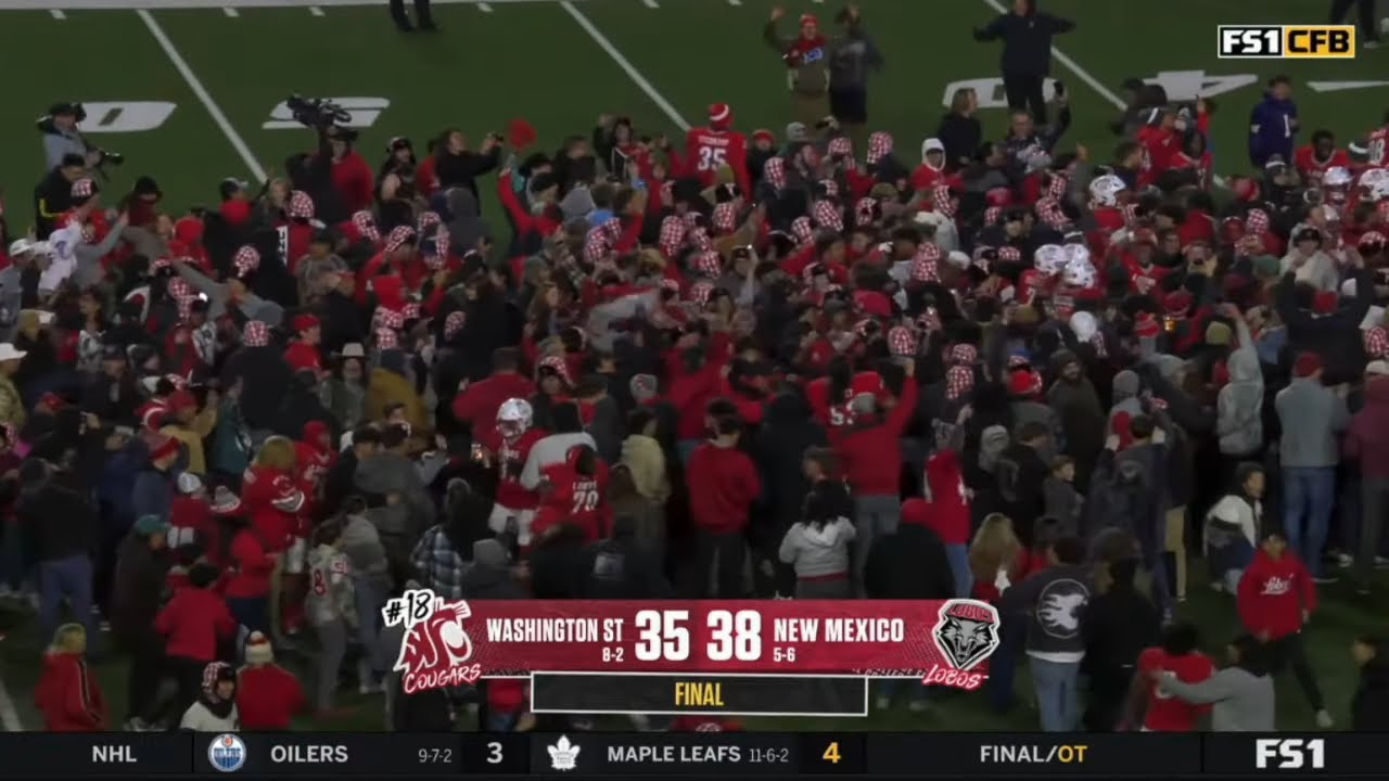 New Mexico UPSETS #18 Washington State and fans gather on the field