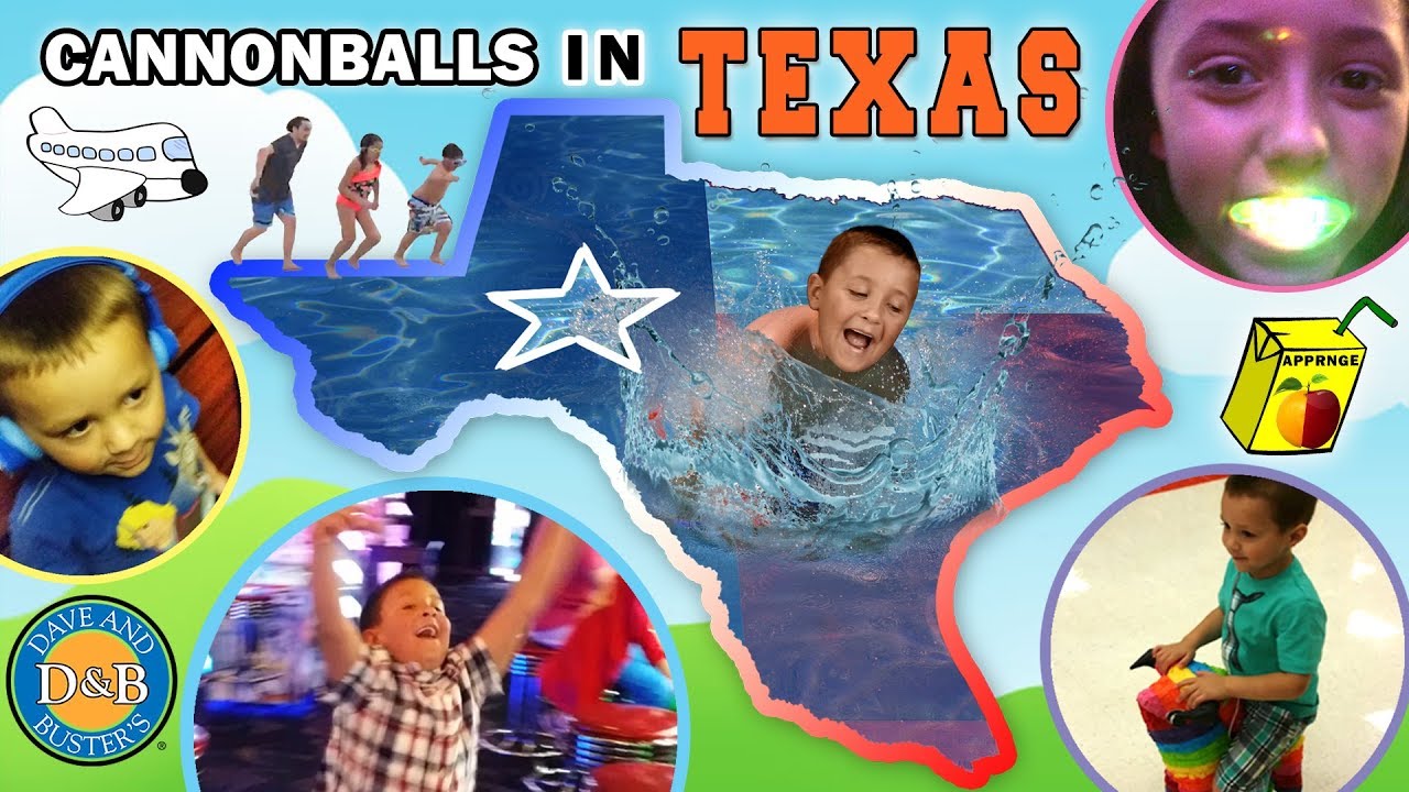 CANNONBALLS in TEXAS! Sky Kids go to MEGA ARCADE! FUNnel Vision Family TX Trip Part 1 Vlog