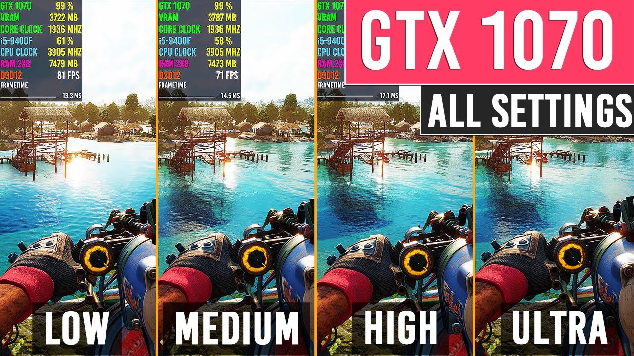 Far Cry 6 - GTX 1070 - All Graphics Settings - FPS Comparison | 1080p 60fps