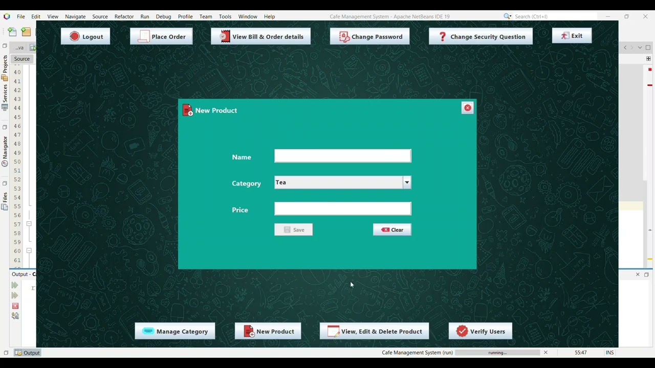 Cafe Management System Project using Java, MySQL and NetBeans