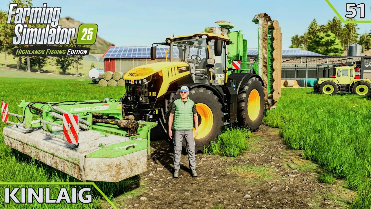 Mowing grass with JCB, feeding the animals & transporting | KINLAIG | Farming Simulator 25 | Ep.51