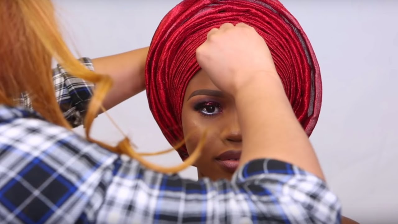 💄HOW TO NIGERIAN BRIDAL GELE AND MAKEUP TRANSFORMATION 💋