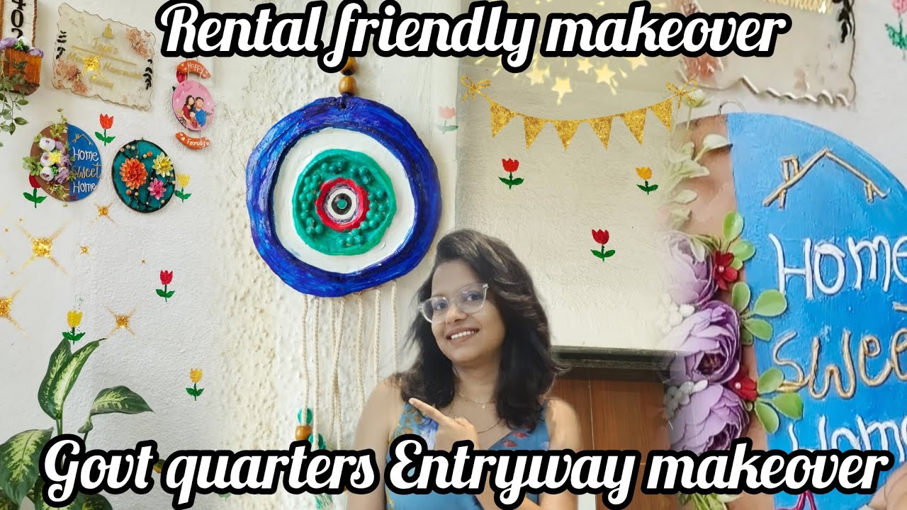 🏡Entryway Makeover on budget | outdoor makeover | rental friendly Makover 