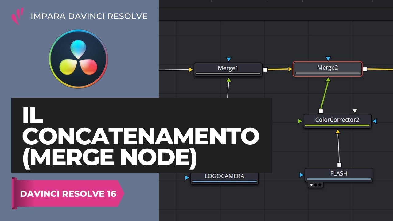Il concatenamento (merge node) | Fusion | Davinci Resolve ITA