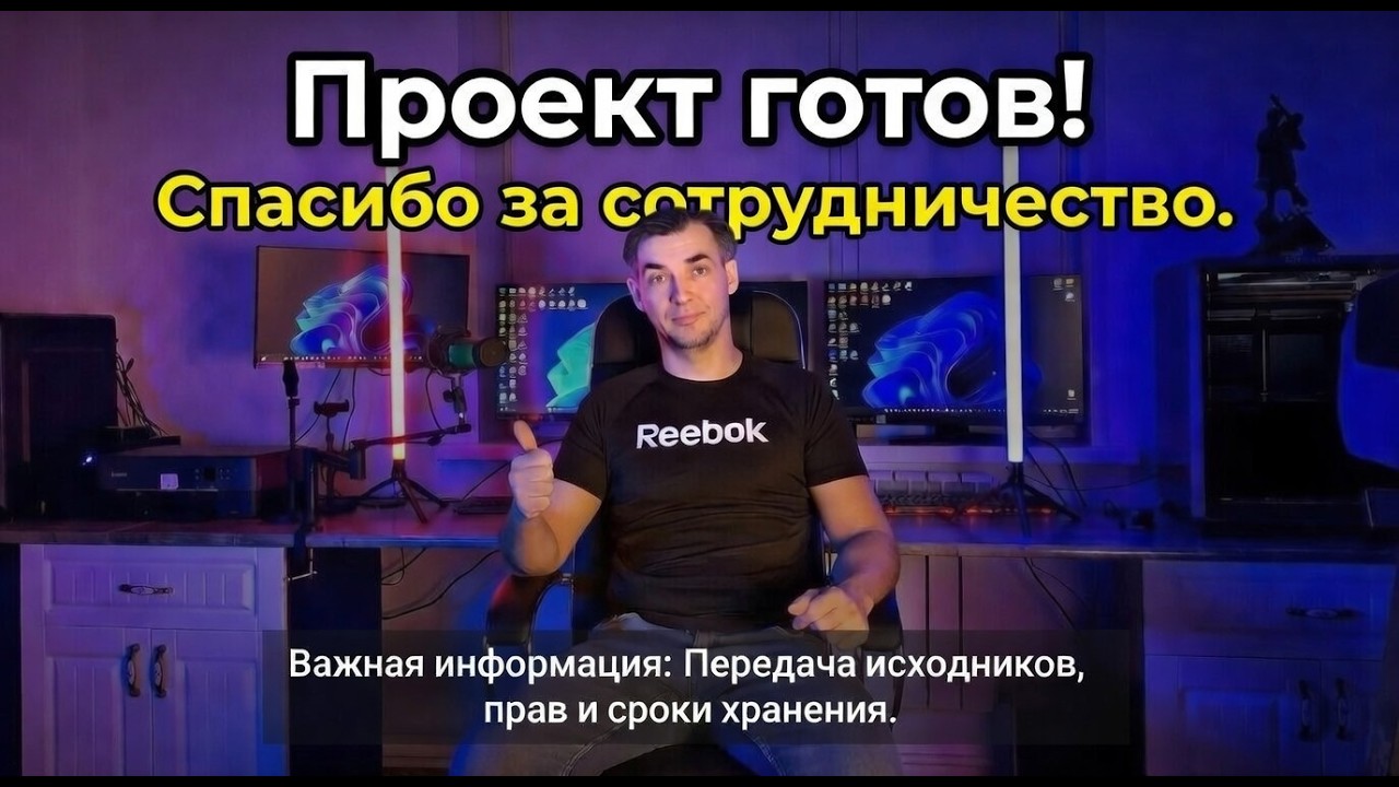 Проект готов! 🎉 передача исходников и сроки хранения.
