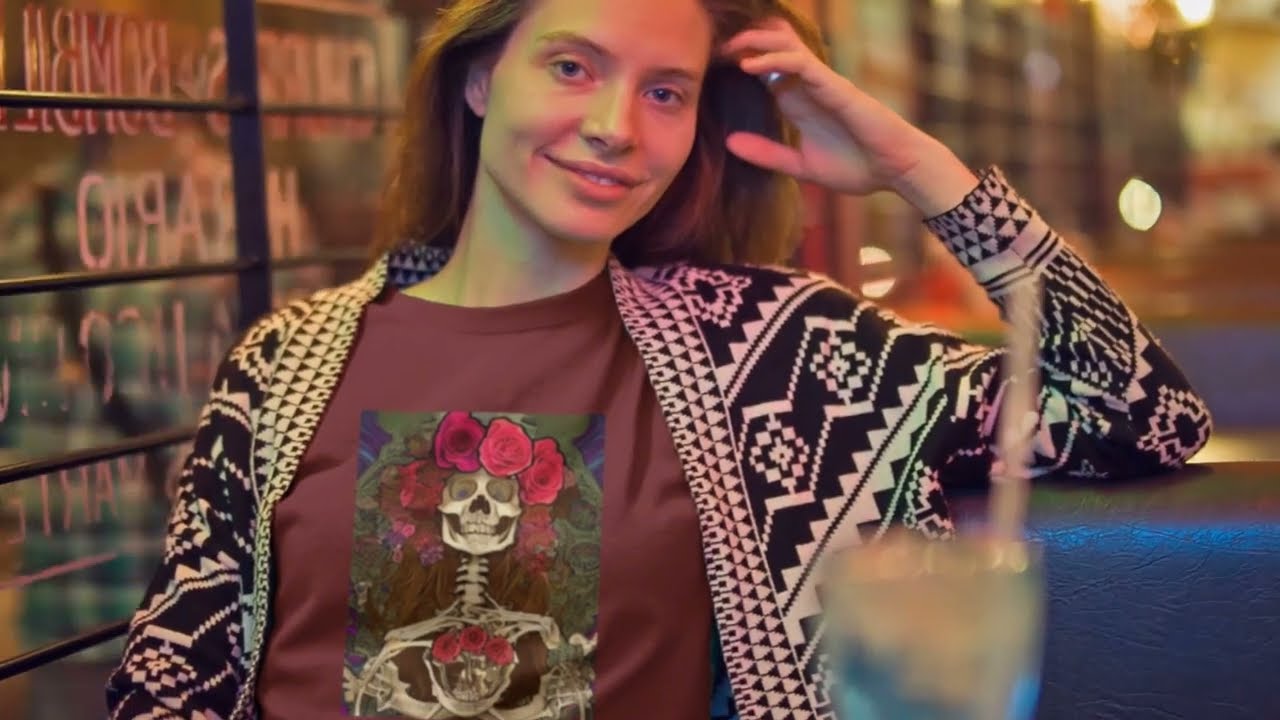 Hippie Stoner Girl Psychedelic Skull and Roses Art Designs