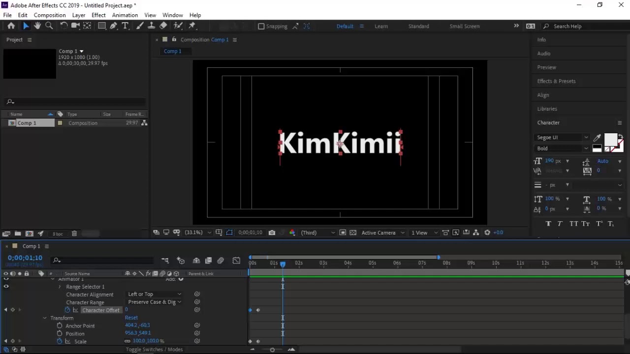 After Effects CC 2019 | Basic Quick Text Animation