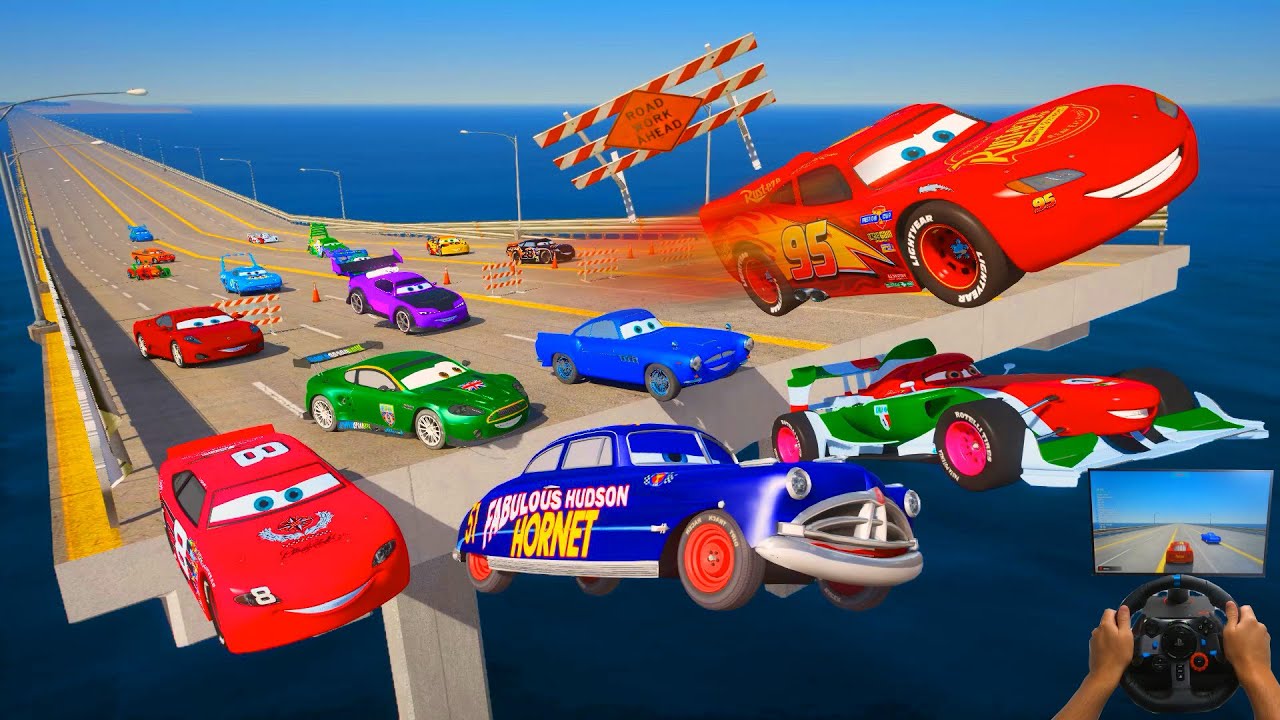 Race Crazy Cars   McQueen and Friends Doc Hudson Francesco Bernoulli Snot Rod Boost Wingo DJ