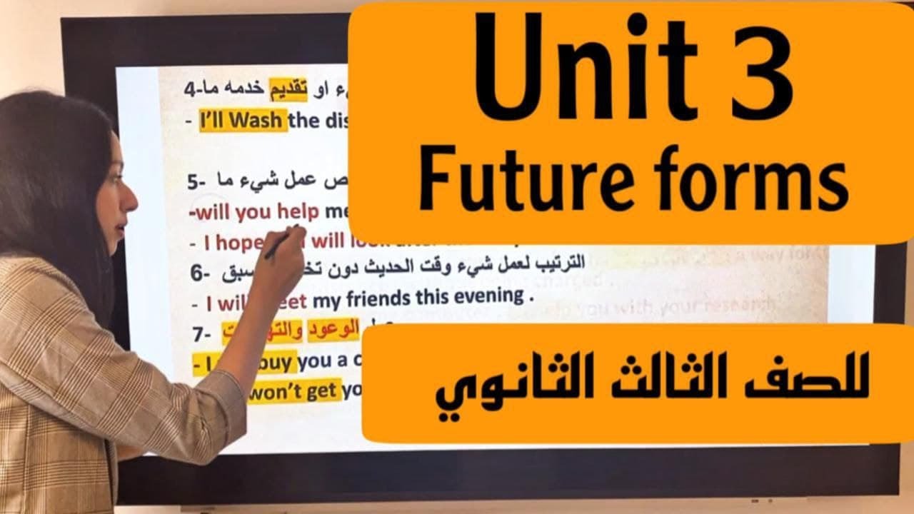 شرح Unit 3 للصف الثالث الثانوي 2022 | اشكال وازمنة المستقبل Future forms