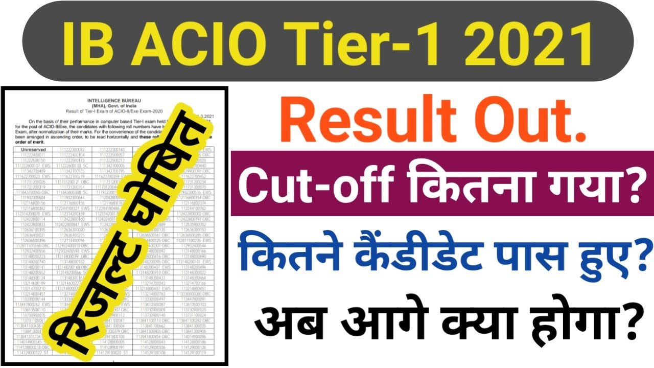 IB ACIO Tier-1 Result Out 2021 |Final Cutoff क्या गया होगा? IB Officer Grade II (ACIO) Tire-1
