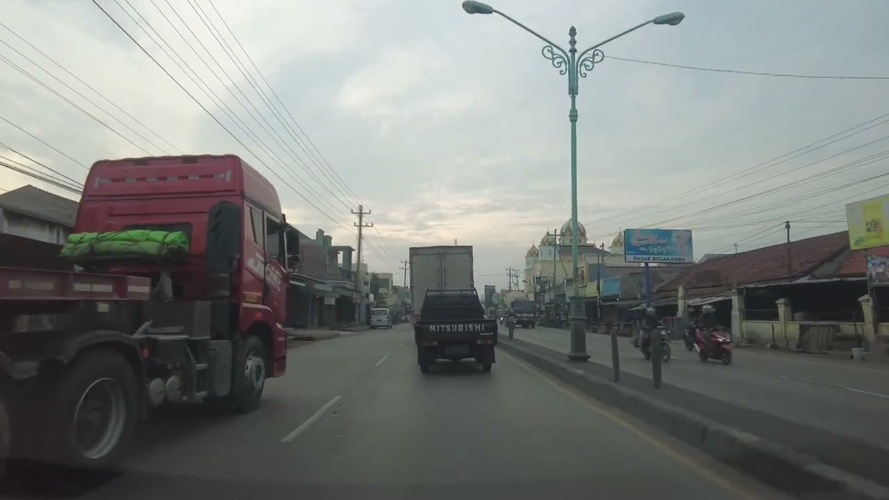 Driving on Pantura Road in Brebes From Wanasari to Pejagan, Central Java