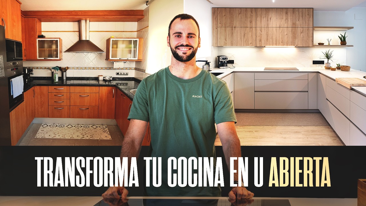 Reforma Integral: Cocina Abierta en U con Península y Consejos