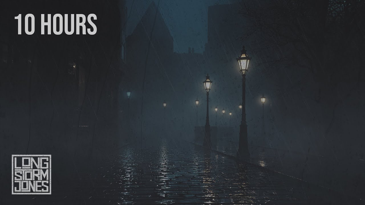 Misty Lanterns | Soft Rain & Night Fog Over the Village Streets | Calm Your Noisy Mind | 10 HOURS