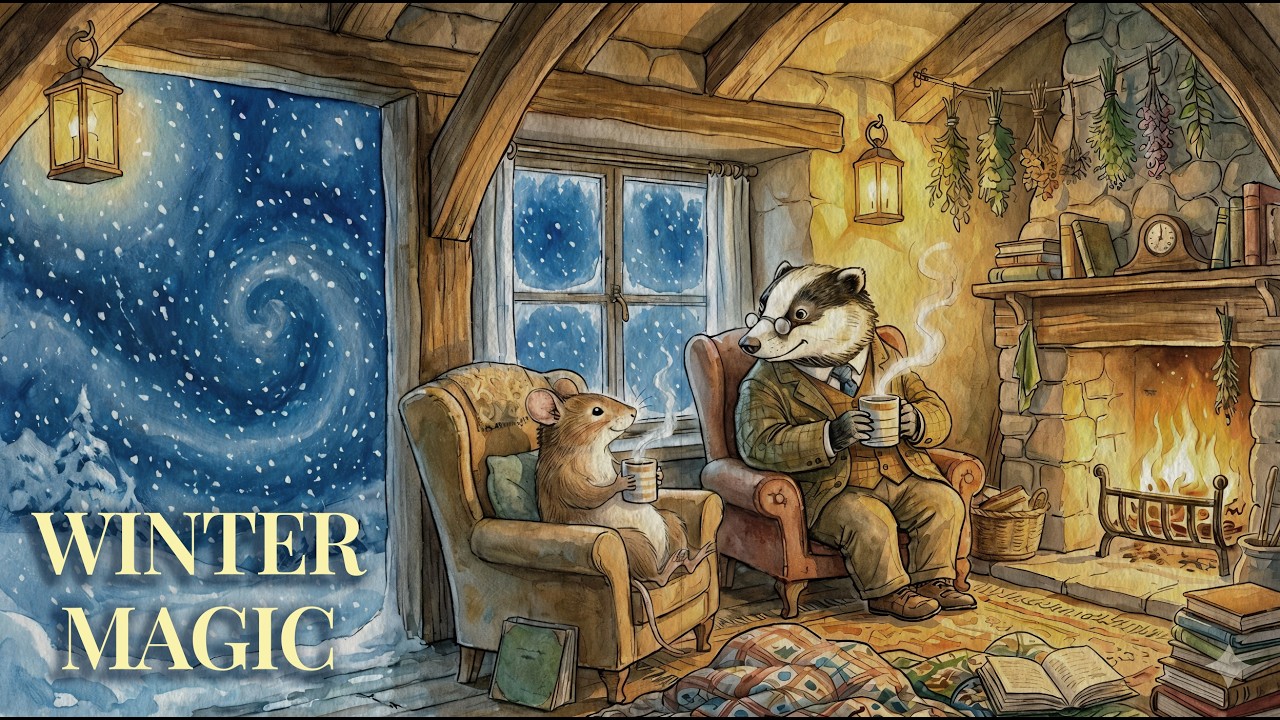 Winter Magic in Little Forest Village ❄️ Cozy Night, Sleepy Tales & Relaxing Music (ASMR)
