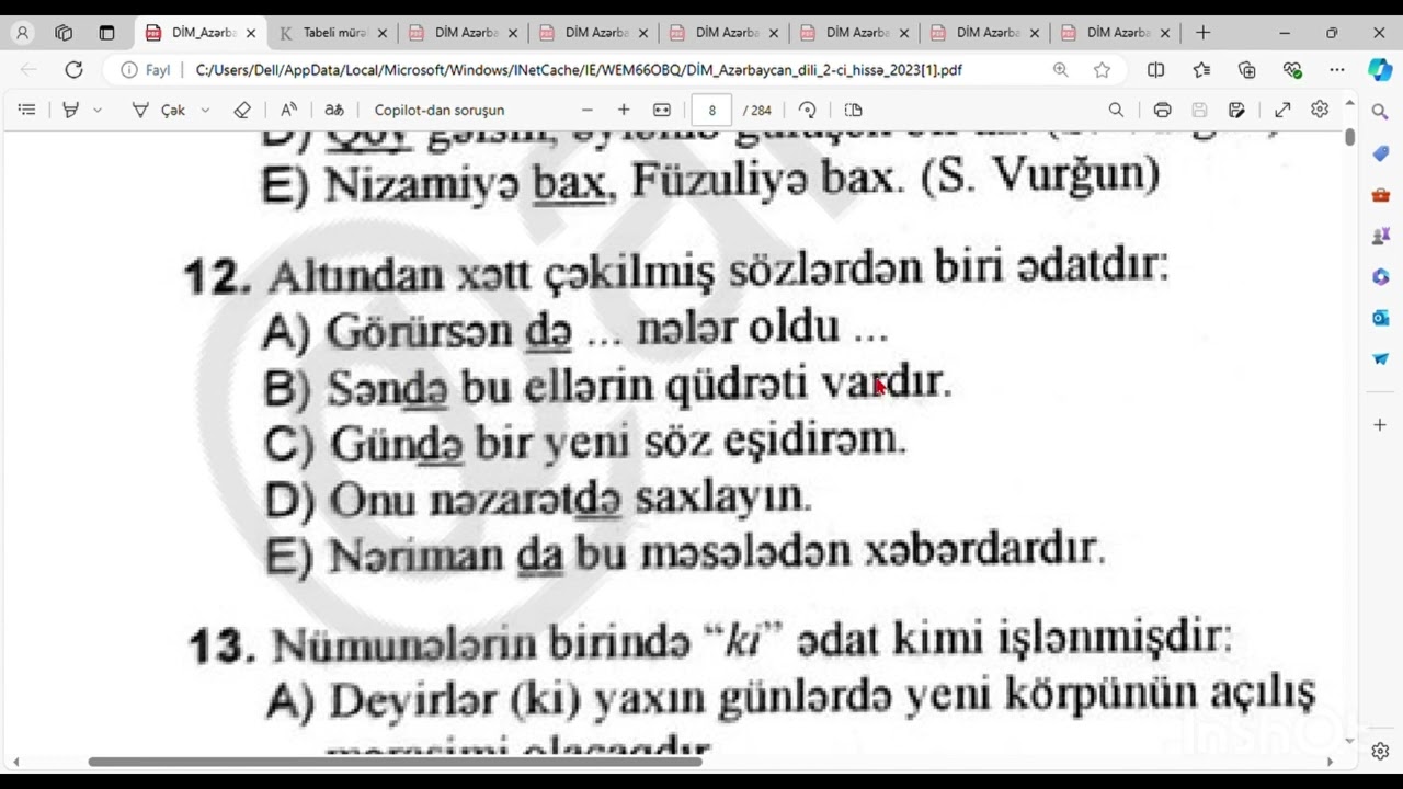 Azərbaycan dili | DİM-in test toplusu 2023 | Ədat | TAM İZAH