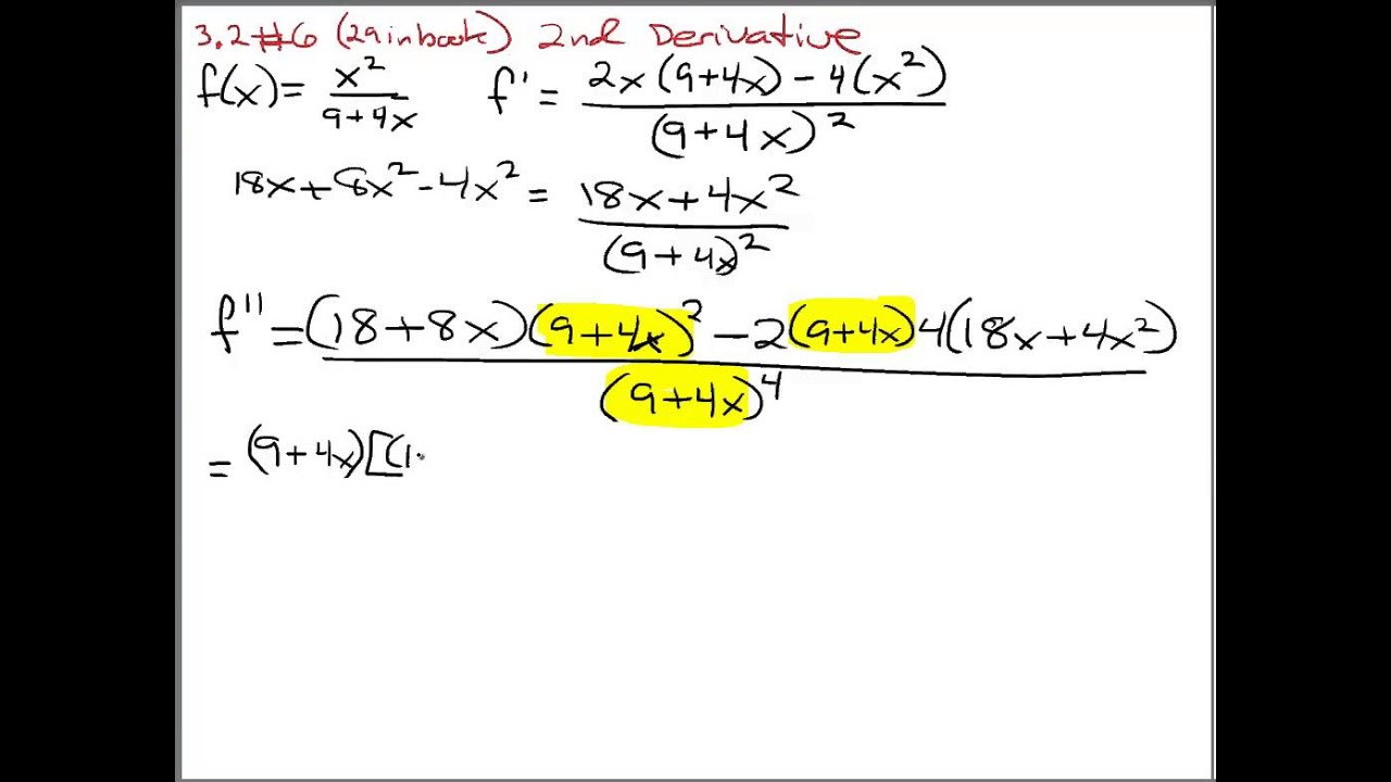 Calculus - 2nd Derivative with Quotient Rule