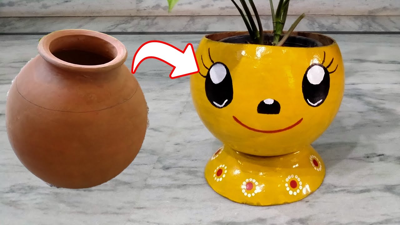 पुराने मटके से बनाये सुन्दर गमला | Flower pot using Matka (Clay pot) | shorts #shorts