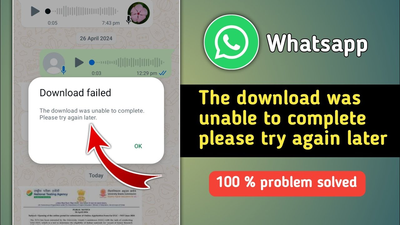 Fix The Download was Unable to Complete Please Try Again Later Whatsapp