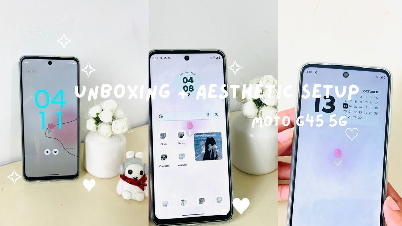 unboxing + aesthetic setup 🌷 | moto g45 5g |