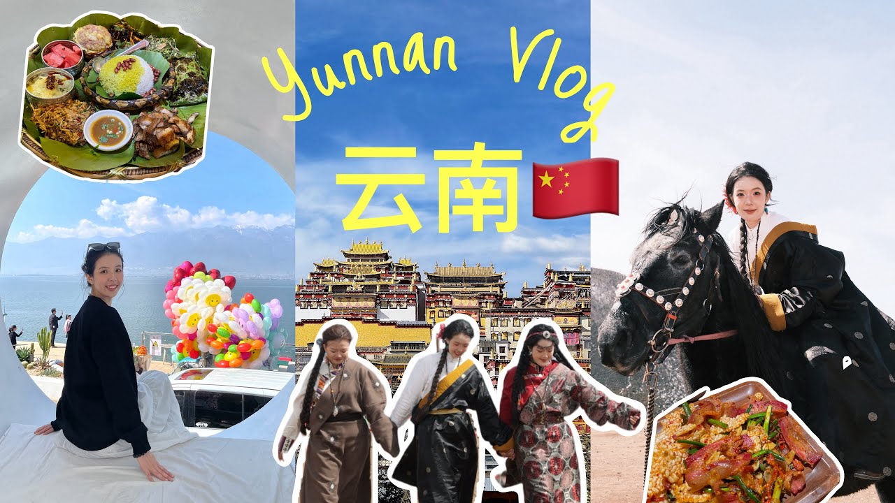 云南Vlog 🇨🇳|大理，丽江，香格里拉，昆明｜在最靠近天堂的地方拍藏服写真📸吃了米线和菌菇汤鸡煲🍲👍