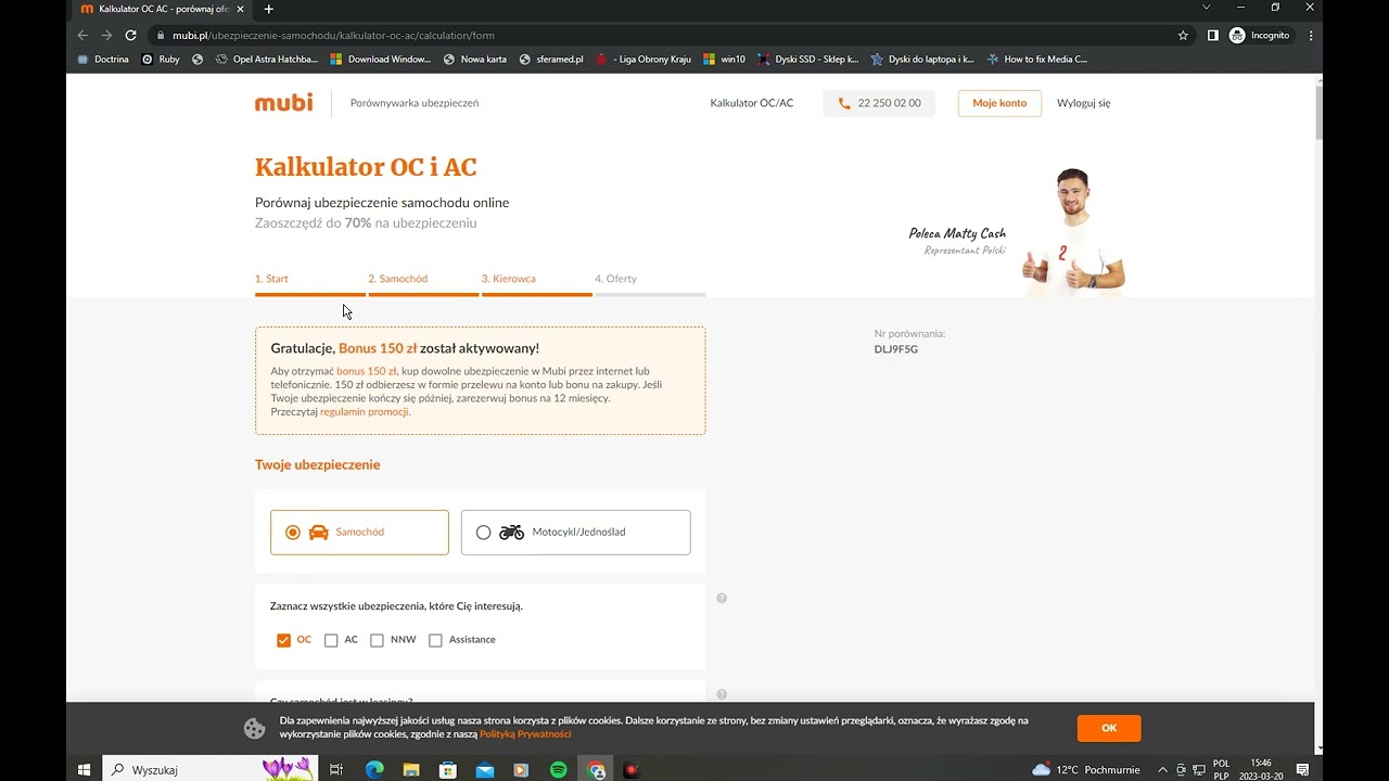 Kalkulator OC/AC Mubi odbierz bonus 150 zł