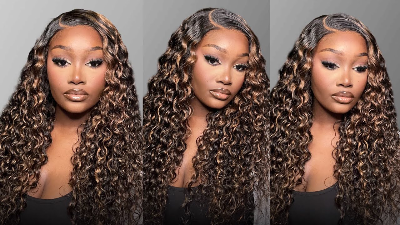 😍$155 For Perfect Golden Brown WIG Highlighted Water Curly Summer Ready Wig | BeautyForeverHair