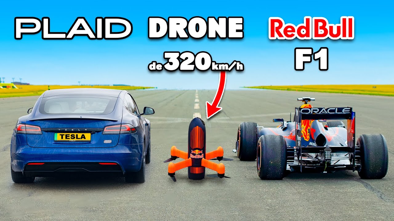 Tesla S Plaid vs Drone F1 de 320km/h: CORRIDA DE ARRANCADA