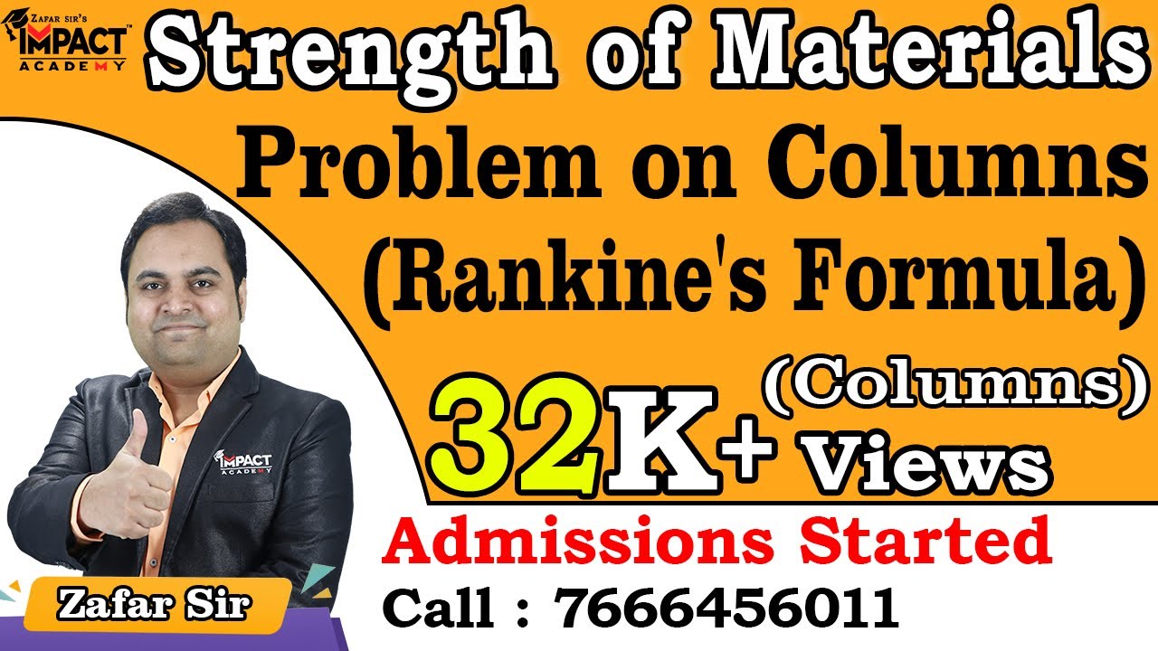 Problem on Columns (Rankine's Formula) | Columns| Strength of Materials | #engineering #gateexam2025