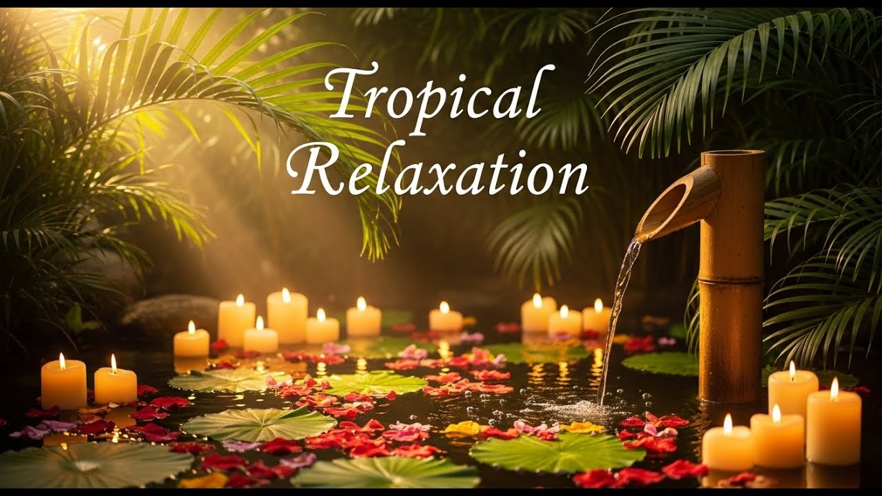 Nature Zen Mist Harmony Bamboo Fountain and Candle Glow for Deep Sleep Meditation Healing Serenity