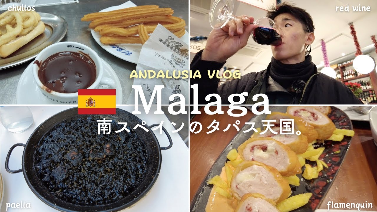 マラガ🇪🇸 南スペインNo.1タパス街 無計画2泊3日VLOG チュロス、赤ワイン、イカ墨パエリア〜アンダルシアの食欲は尽きない【ヨーロッパ旅#1】