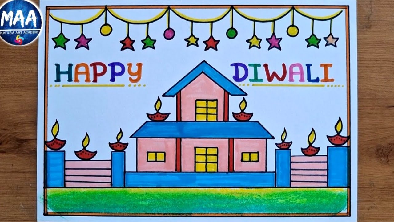 Diwali Drawing | Diwali Drawing Easy | Happy Diwali Drawing | Diwali Festival Drawing #diwali #diya