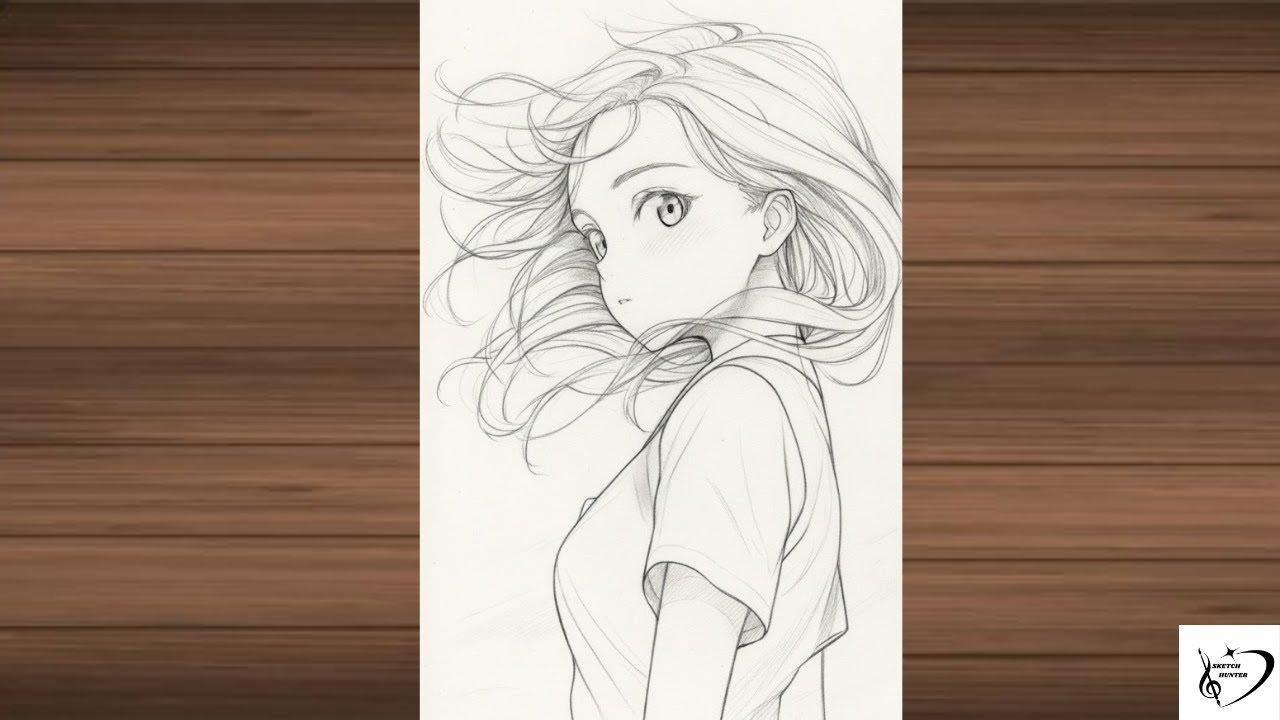 Этот рисунок аниме-девушки карандашом так успокаивает | Простой и расслабляющий урок по созданию ...