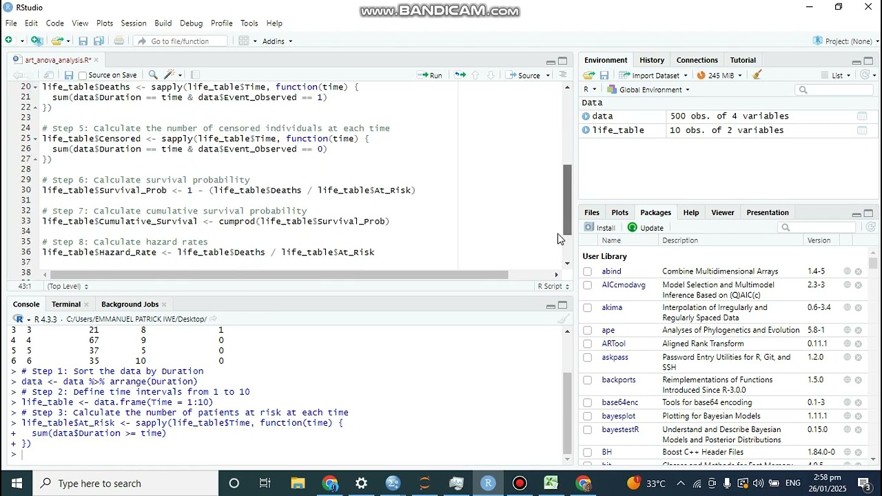 How to create a Life Table in R: Survival Analysis