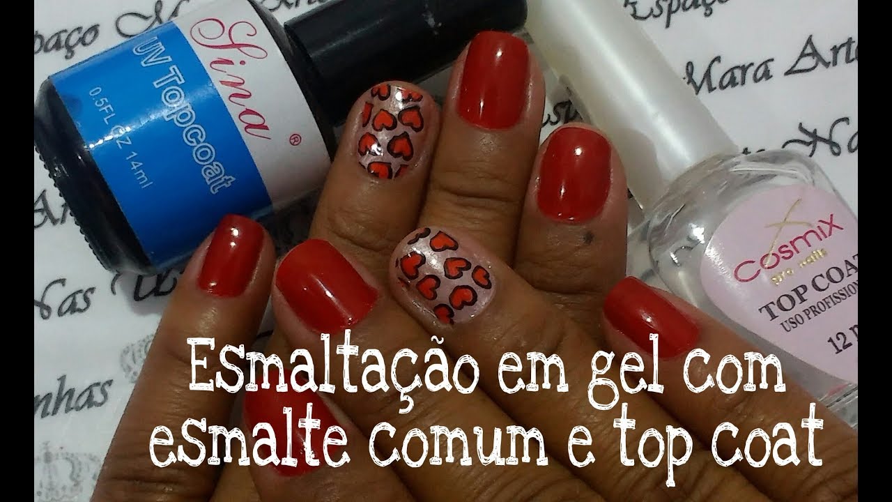 Esmaltação em gel com esmalte comum outros dois Top Coat gel | MAIS BÔNUS