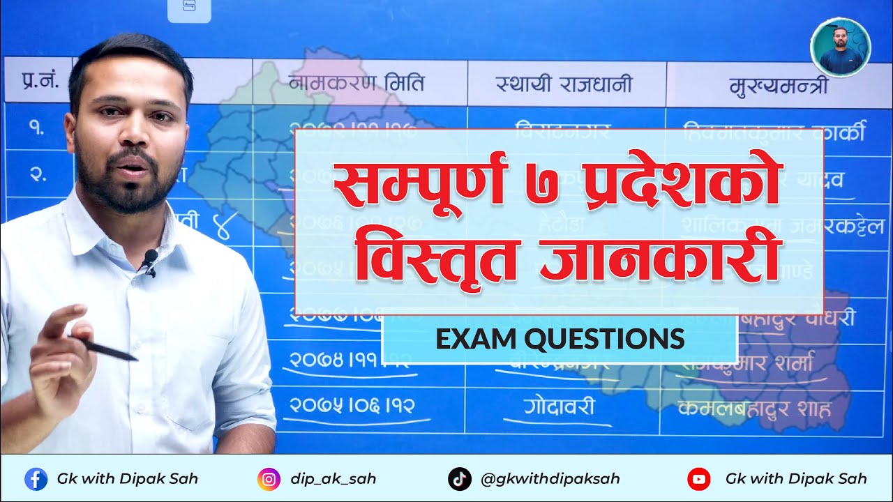 प्रदेश सम्बन्धि महत्त्वपूर्ण जानकारी ठुला र साना  प्रदेशहरु  || GK || DIPAK SAH #gkquestionsanswers