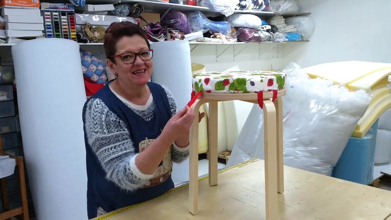 TUTORIAL COJÍN PARA BANQUETA REDONDA CON TAPETA