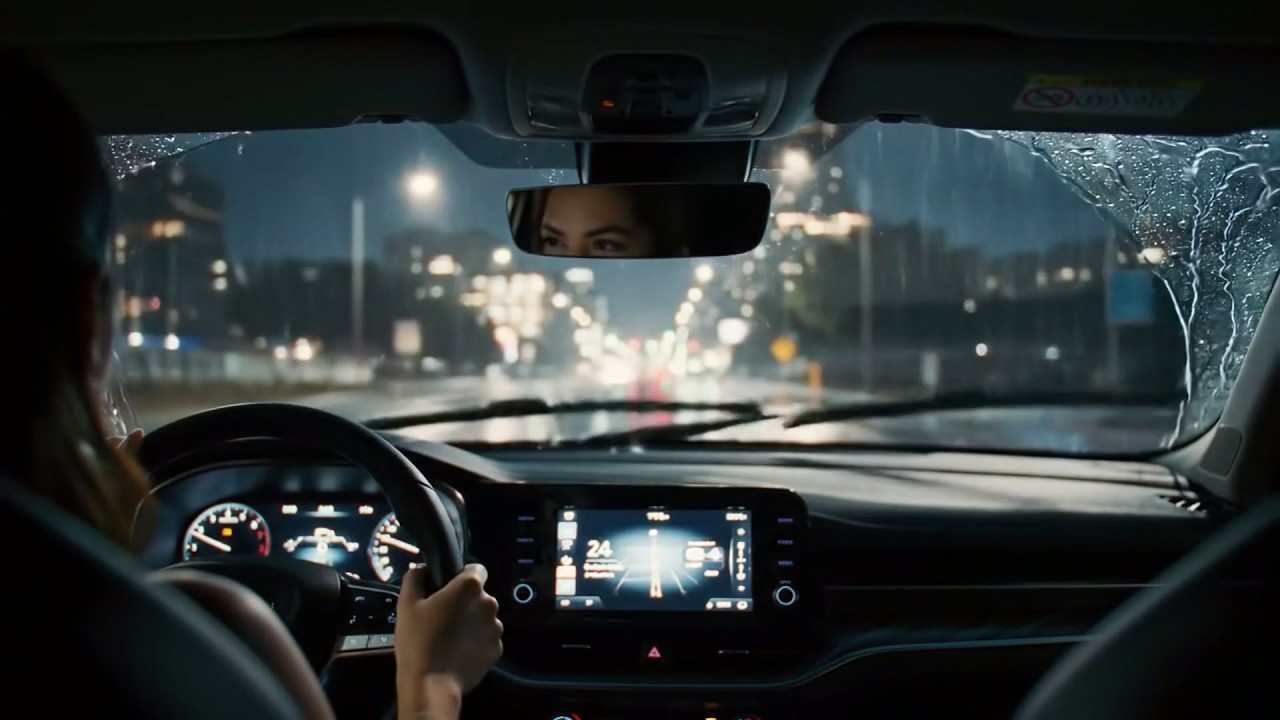 Boring Evening Rain Driving - Dark Screen Soothing Rain for Sleep