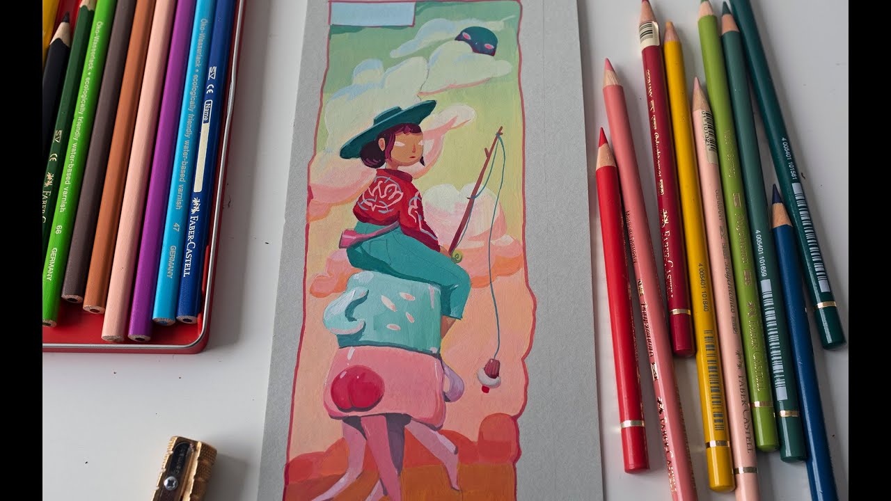 The Journey - Gouache and Pencils drawing process