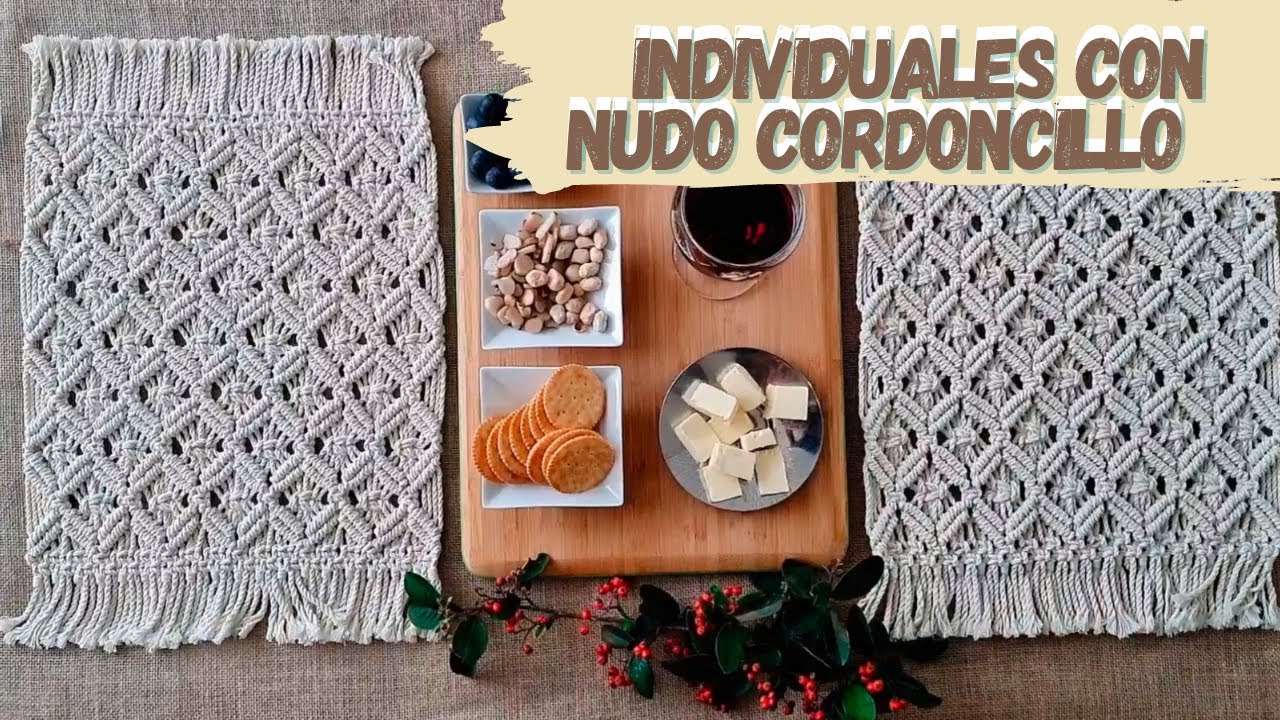 Individuales en Macramé - Individuales con nudo cordoncillo - línea hogar