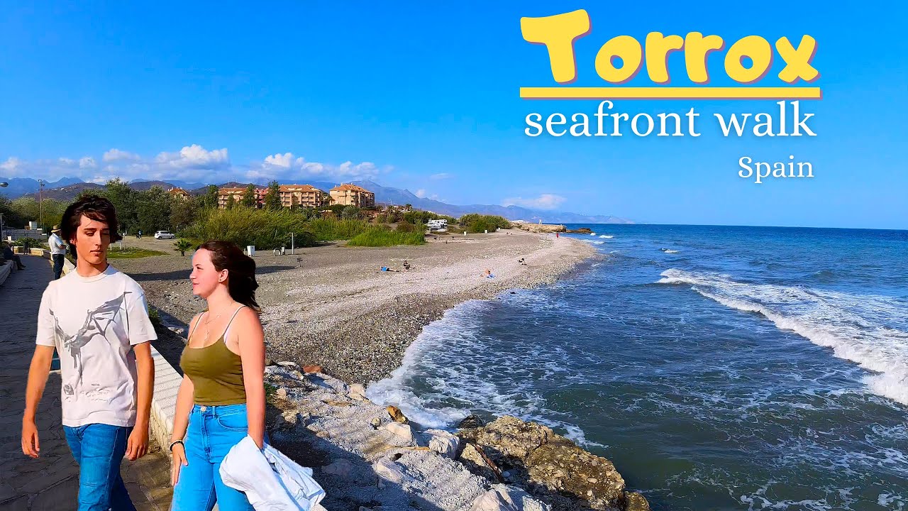 Torrox, Spain - Best Climate in Europe - seaside walk. 4K Walk tour. Costa del Sol