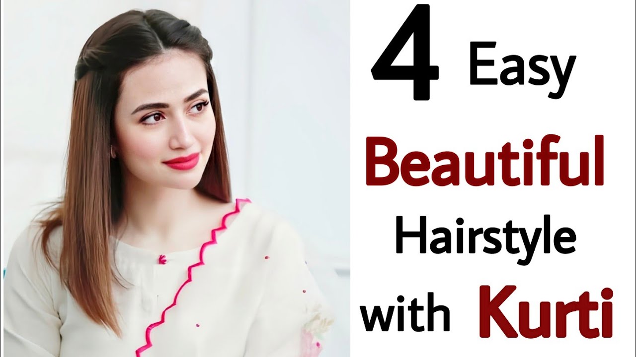 4 easy beautiful hairstyle - New open hairstyle with Indian outfit | short hair hairstyle