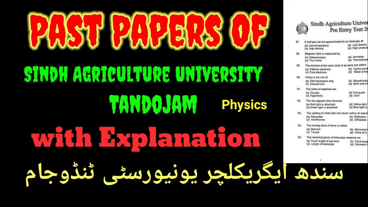 past papers of sindh agriculture university tandojam|entry test preparation 2026|most repeated mcqs