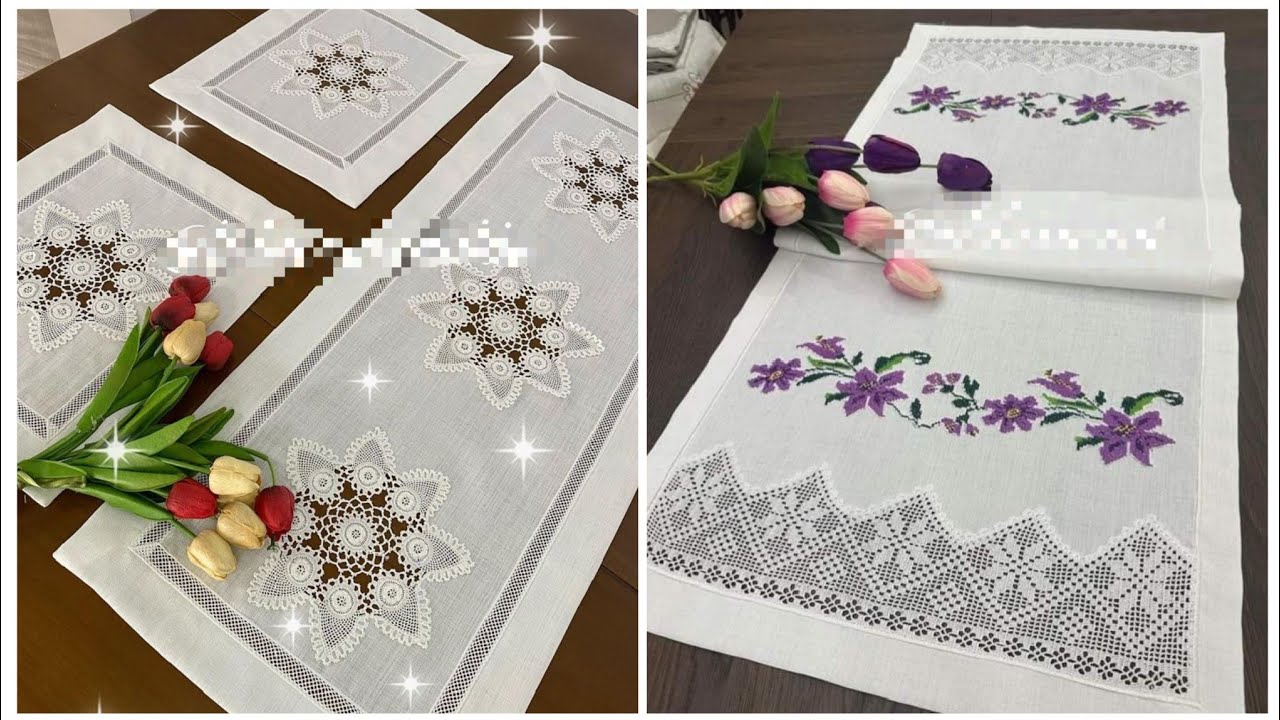 120 Beautiful Crochet Fillet Edges & fabric Table Runner Pattern Ideas #diy #crochet #interior