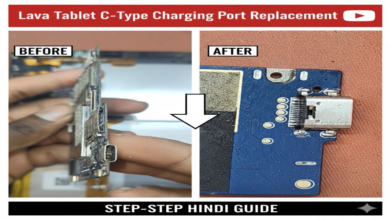 Lava Tablet Disassembly and Type-C Socket Change (Step by Step)#mobilerepairing #editing 