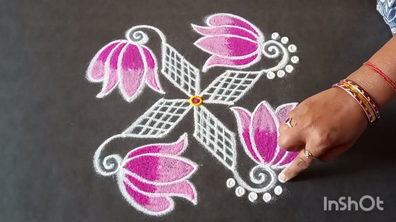 Beautiful colourful 4 rangoli designs || Traditional rangoli designs ||